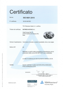 Certificazione ISO 9001:2015